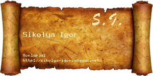 Sikolya Igor névjegykártya